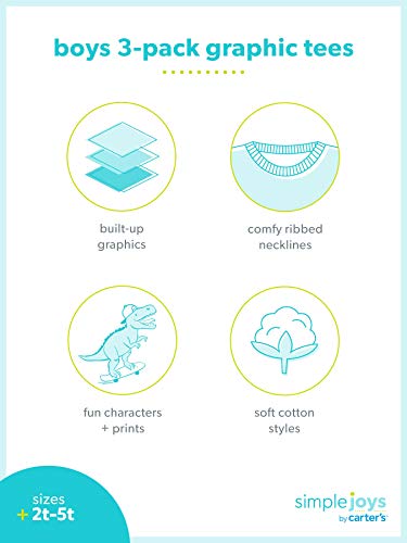 Simple Joys by Carter's - Camiseta - para bebé niño multicolor Crocodile/Rockets/Genius 4T