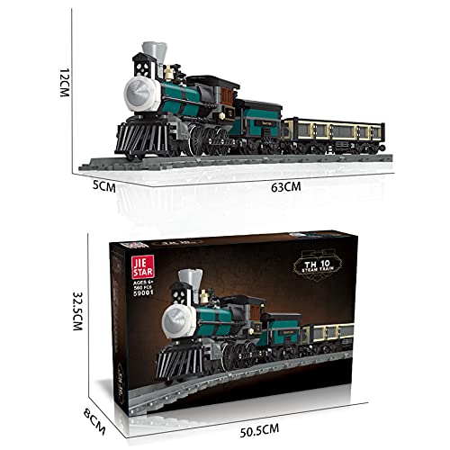 SKAJOWID City Retro Steam Train Model 560Pcs City Series - Modelo Exclusivo de coleccionista con rieles Compatible con Lego City