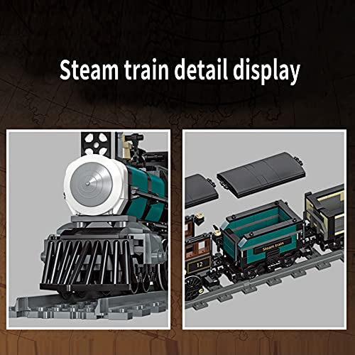 SKAJOWID City Retro Steam Train Model 560Pcs City Series - Modelo Exclusivo de coleccionista con rieles Compatible con Lego City
