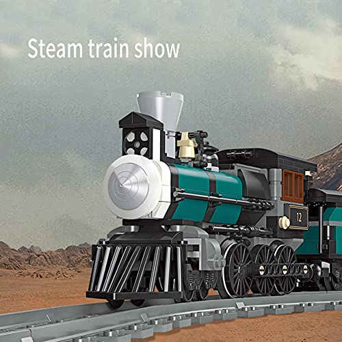 SKAJOWID City Retro Steam Train Model 560Pcs City Series - Modelo Exclusivo de coleccionista con rieles Compatible con Lego City