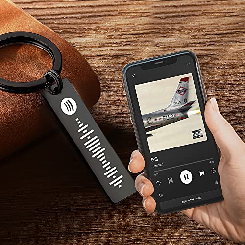 Smilelab Llavero Metálico Personalizado con Canción Spotify, Llavero Original de Acero Inoxidable para Hombre y Mujer con Código Escaneable Grabado Láser, Regalos Personalizados Enemorados Originales