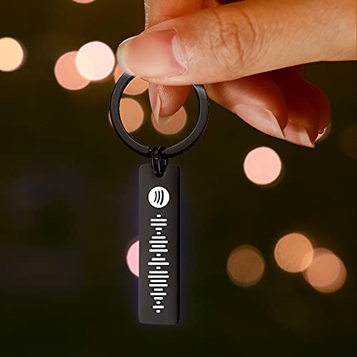 Smilelab Llavero Metálico Personalizado con Canción Spotify, Llavero Original de Acero Inoxidable para Hombre y Mujer con Código Escaneable Grabado Láser, Regalos Personalizados Enemorados Originales