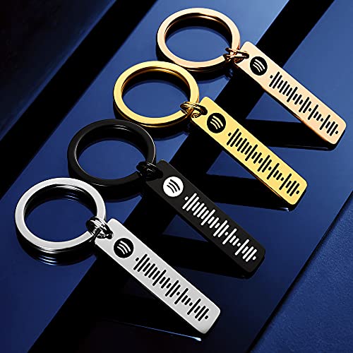 Smilelab Llavero Metálico Personalizado con Canción Spotify, Llavero Original de Acero Inoxidable para Hombre y Mujer con Código Escaneable Grabado Láser, Regalos Personalizados Enemorados Originales
