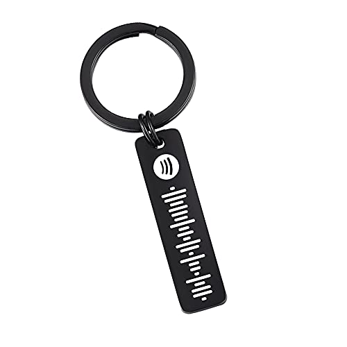 Smilelab Llavero Metálico Personalizado con Canción Spotify, Llavero Original de Acero Inoxidable para Hombre y Mujer con Código Escaneable Grabado Láser, Regalos Personalizados Enemorados Originales