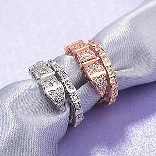 Snake Ring with Diamonds, Cubic Zirconia Snake Ring, Adjustable Snake Ring, Sparkling Open Snake Ring, Snake Bone Ring (3 Color)