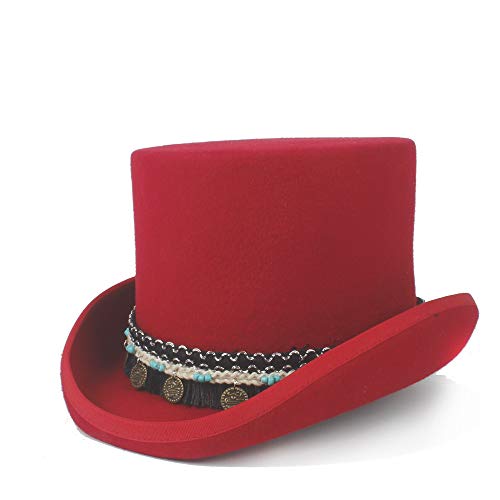 Sombrero de señora estilo hongo Mujeres Hombres Steampunk Sombrero de copa 100% Lana Sombrero loco Borla trenzada Colgante redondo Tradicional plana Presidente Sombrero Mago Sombrero Por diseño origin