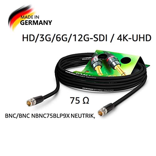 SommerCable - Cable de Video 75 Ω - HD/3G/6G/12G-SDI / 4K-UHD SC-Vector 0.8/3.7 - BNC/BNC NBNC75BLP9X NEUTRIK, Negro (40m) - Made in Germany by Sommer Cable