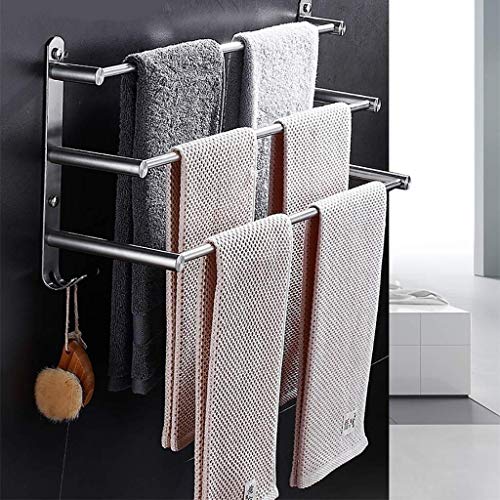 Stainless steel 304 Towel bathroom towel rack bathroom towel bar three layers mislaid towel (Size : 80cm) (40cm)