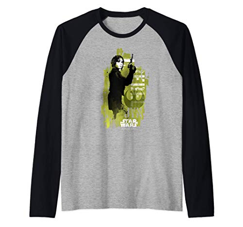Star Wars Rogue One Jyn Rebellion Stencil Portrait Camiseta Manga Raglan