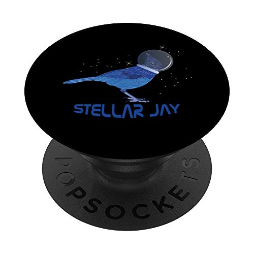 Stellar Jay Space Bird Funny Clever Bird Watcher Twitcher PopSockets PopGrip: Agarre intercambiable para Teléfonos y Tabletas