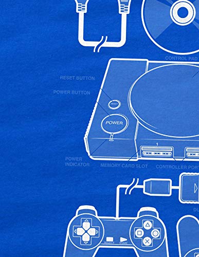 style3 PS1 Retro Gamer Camiseta para Mujer T-Shirt Mando videoconsola, Color:Azul, Talla:XS