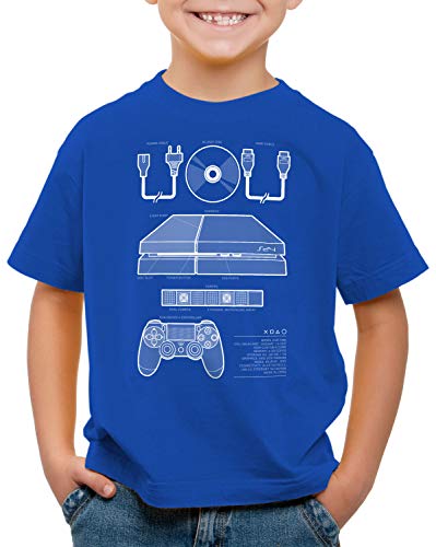 style3 PS4 Gamer Camiseta para Niños T-Shirt videoconsola Pro VR, Color:Azul, Talla:152