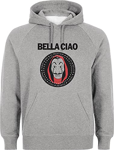 Sudadera con capucha Bella Ciao Profesor Mask Salvador con sello de dinero, gris, M
