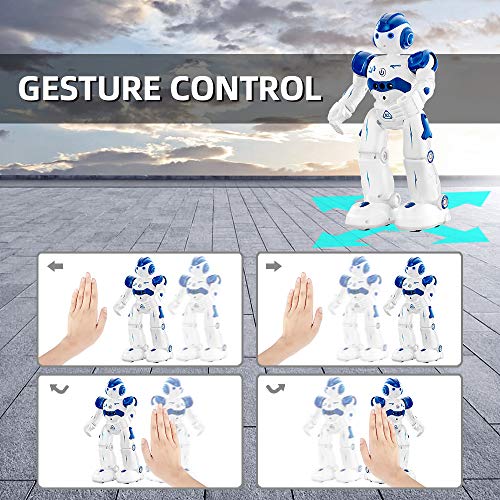 SUNACE Robot de Juguete - RC Robot Programable Juguete Educativo Recargable Robots Juguete de Control Remoto Robot Inteligente Multifuncional con Baile Cantante Juguete de Regalo para Niños (Azul)
