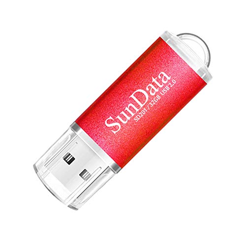 SunData Memorias USB 5 Piezas 32GB PenDrives 32GB Unidad Flash USB2.0 Pen Drive con Luz LED (5 Colores: Negro Azul Verde Rojo Oro)