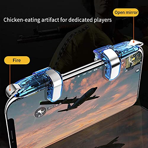 SUNSEATON Controlador de Juegos Móvil, Gaming Trigger Smartphone Shooter Controlador Sensible Joysticks Aim & Fire Trigger Keys, Joysticks para Juegos Móviles para Android/iOS (Azul)