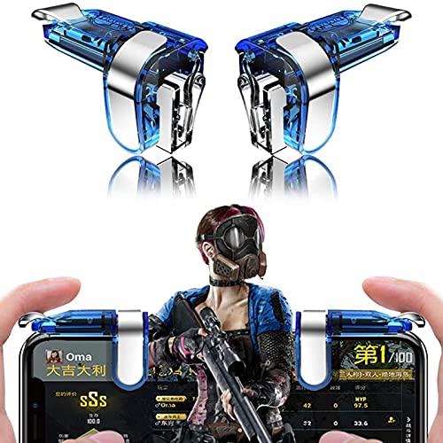 SUNSEATON Controlador de Juegos Móvil, Gaming Trigger Smartphone Shooter Controlador Sensible Joysticks Aim & Fire Trigger Keys, Joysticks para Juegos Móviles para Android/iOS (Azul)