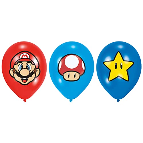 Super Mario Bros - Globos decorativos para fiestas y cumpleaños infantiles, juego de globos para cumpleaños temático (6 unidades)