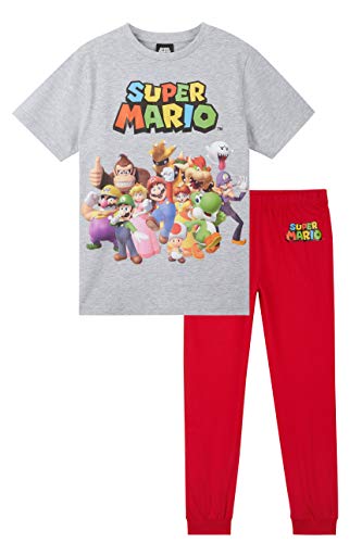 Super Mario Pijama Niño, Pijamas Niños de Algodón con Camiseta Manga Corta y Pantalon Largo, Merchandising Oficial Mario Bros, Regalos Cumpleaños Niños (13-14 años)