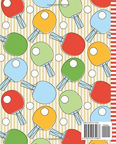 Table Tennis Composition Notebook: 7.5 x 9.25 inch / 200 Pages (100 sheets) / Wide Ruled Paper For Writing - Homework - Notes - Doodles - Homeschool / ... for Boys Girls Kids / Colorful Sport Pattern