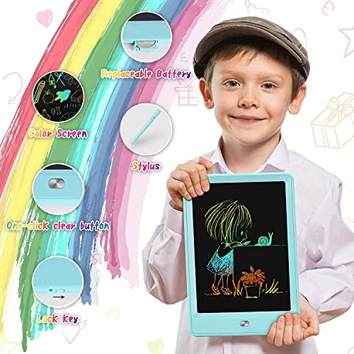 Tableta de escritura LCD, Tableta de dibujo colorida para niños pequeños, Tabletas de dibujo electrónicas reutilizables y borrables, Juguete educativo y de aprendizaje (Azul-8.5 pulgadas)