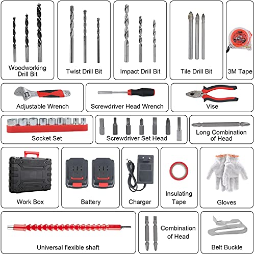 Taladro Atornillador 21V, TEENO 41Pcs Kit Destornillador Eléctrico (2 Baterías de Litio 1500mAh, 40N.m Par Máx, 2 Velocidades, 10mm Portabrocas Automatico)