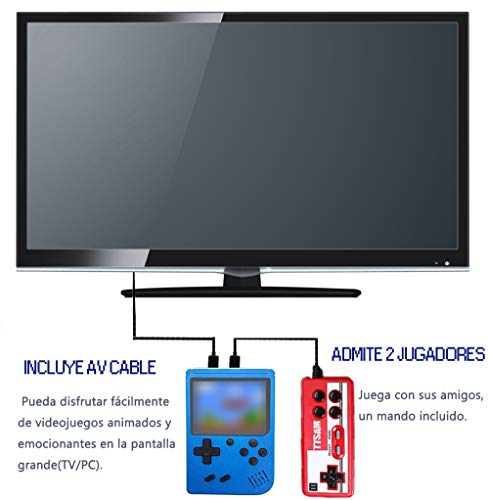Tanouve Consola Retro, Videoconsolas Consola de Juegos Portátil con 400 Juegos Clásicos Pantalla LCD 3 Pulgadas Soporte Conectar TV 2 Jugadores para Hombres Amigos en Navidad-Azul