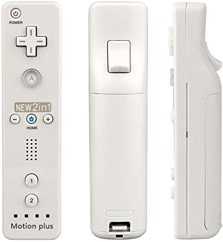 Tanouve Mando para Wii/Wii U,2 en 1 Mando con Motion Plus Mando a Distancia Inalámbrico Control Remoto con Correa de Pulsera Incorporado Acelerador para NintendoWii/Wii U(Blanco)