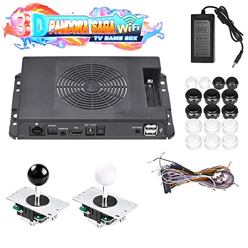 TAPDRA 3D Pandora Saga Tablero de Juegos WiFi, 3000 en 1 TV Game Box Arcade, admite más de 10,000 Juegos de Descarga, hasta 4 Jugadores, con Botones y joysticks Kit Completo de Bricolaje