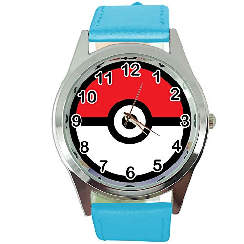TAPORT® Reloj de cuarzo de cuero azul para los fans de Pokemon