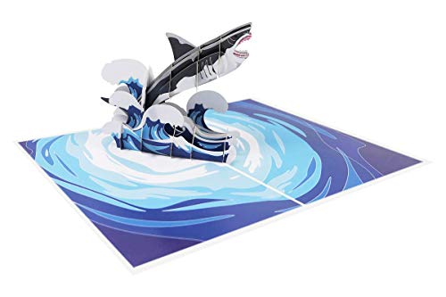 Tarjeta de cumpleaños pop up con forma de pez para felicitación, cumpleaños, marítimo, tiempo libre, mar y vacaciones – Megalodón de tiburón 015