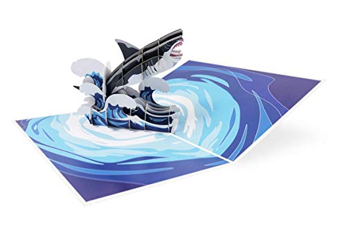 Tarjeta de cumpleaños pop up con forma de pez para felicitación, cumpleaños, marítimo, tiempo libre, mar y vacaciones – Megalodón de tiburón 015