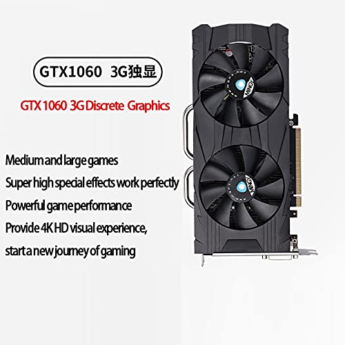 Tarjeta de Game Graphics- (GTX 1060 3G GDDR5 DVI-D DP HDMI 192 Bit) Tarjeta de gráficos de oficina de alto rendimiento, Tarjeta de gráficos de video de computadora, frecuencia básica 1506MHz, frecuenc