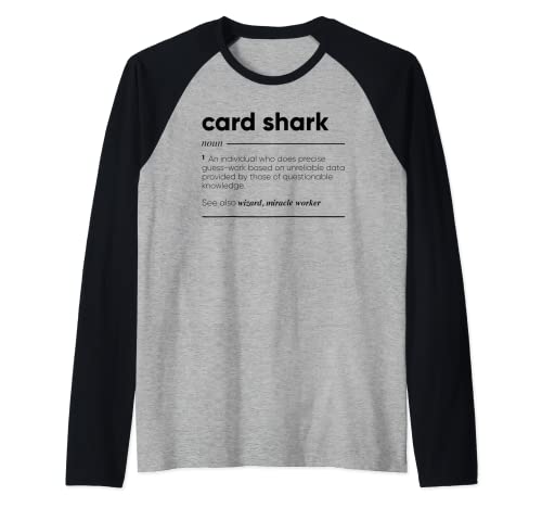Tarjeta de tiburón divertido Camiseta Manga Raglan