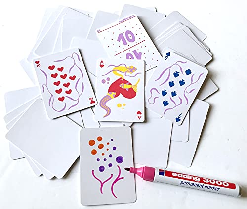 Tarjetas de juego en blanco en blanco (320 gramos), tamaño de póquer (63 x 88 mm) (parte delantera blanca - parte trasera blanca, 220 tarjetas).