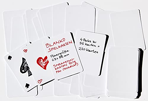 Tarjetas de juego en blanco en blanco (320 gramos), tamaño de póquer (63 x 88 mm) (parte delantera blanca - parte trasera blanca, 220 tarjetas).