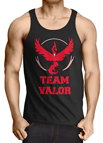 Team Rojo Valor Moltres Camiseta de Tirantes para Hombre Tank Top Fuego, Talla:XXL, Color:Negro