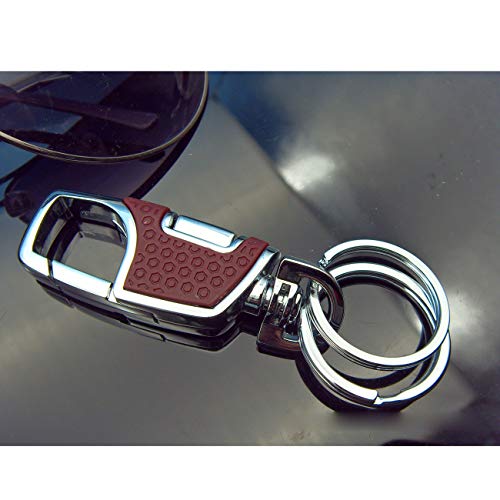 Techson Llavero con gancho de clip y 2 anillos desmontables, aleación de zinc, resistente, duradero, para hombres y mujeres (rojo)