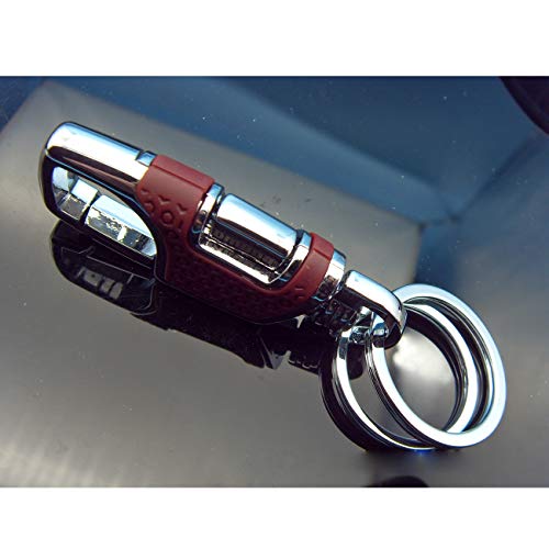 Techson Llavero con gancho de clip y 2 anillos desmontables, aleación de zinc, resistente, duradero, para hombres y mujeres (rojo)