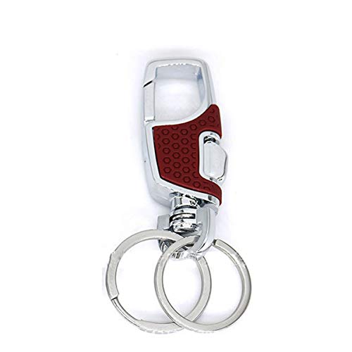 Techson Llavero con gancho de clip y 2 anillos desmontables, aleación de zinc, resistente, duradero, para hombres y mujeres (rojo)