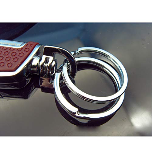 Techson Llavero con gancho de clip y 2 anillos desmontables, aleación de zinc, resistente, duradero, para hombres y mujeres (rojo)