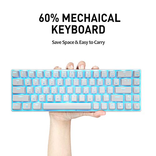 Teclado mecánico de Juego 60% Tipo C con Cable de 68 Teclas, Impermeable, USB retroiluminado con LED, retroiluminación Azul, Teclas antighosting Completas para Jugadores y mecanógrafos