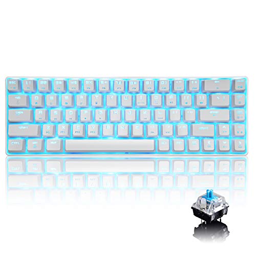 Teclado mecánico de Juego 60% Tipo C con Cable de 68 Teclas, Impermeable, USB retroiluminado con LED, retroiluminación Azul, Teclas antighosting Completas para Jugadores y mecanógrafos