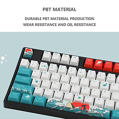 Teclado mecánico PBT KeyCaps, cápsulas de sublimación de Cinco Caras, Proceso de Coral congelado mar Helada sin desvanecimiento 108 Llaves adaptándose Original/Altura del OEM, Azul