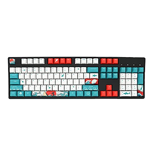 Teclado mecánico PBT KeyCaps, cápsulas de sublimación de Cinco Caras, Proceso de Coral congelado mar Helada sin desvanecimiento 108 Llaves adaptándose Original/Altura del OEM, Azul