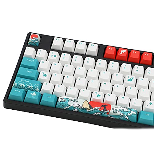Teclado mecánico PBT KeyCaps, cápsulas de sublimación de Cinco Caras, Proceso de Coral congelado mar Helada sin desvanecimiento 108 Llaves adaptándose Original/Altura del OEM, Azul