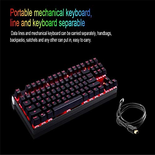 Teclado para juegos Gaming Teclado mecánico con cable de metal 87 teclas azul y rojo interruptor de juego retroiluminado Tablet Computer Gamr 847 (color: blanco, tamaño: interruptor azul)