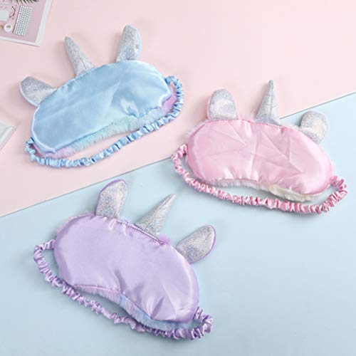 TENDYCOCO máscara de sueño de unicornio felpa con los ojos vendados animal de dibujos animados parche en el ojo para dormir suave para niñas