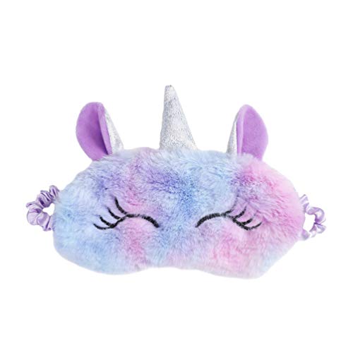 TENDYCOCO máscara de sueño de unicornio felpa con los ojos vendados animal de dibujos animados parche en el ojo para dormir suave para niñas