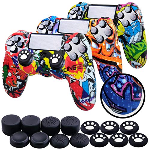 Th-some Fundas para Mando Sony PS4/ PS4 Pro/ PS4 Slim Dualshock 4, Silicona Camuflaje Carcasa Protectora Antideslizante para Play 4/ Playstation 4 (Multicolor 3 Pcs)